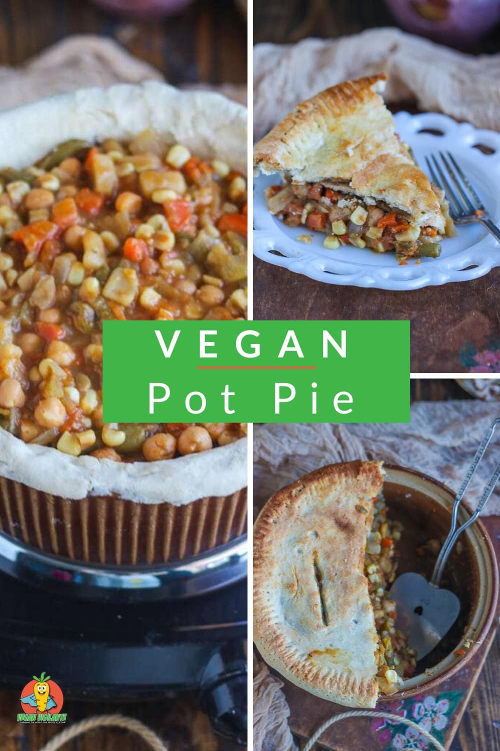 Pinterest pin of vegan pot pie