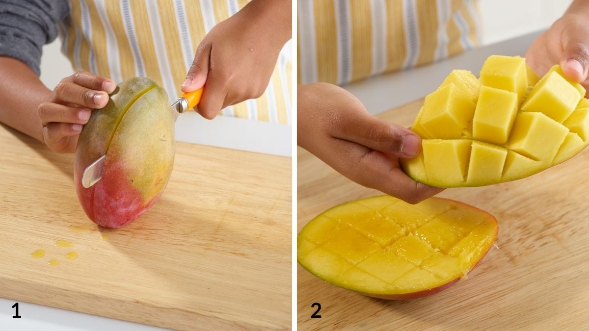 steps on how to cut a mango